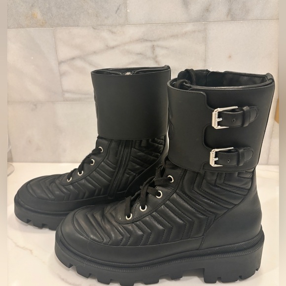 Nappa Frances GG Matelasse Platform Combat Boots - Picture 5 of 10